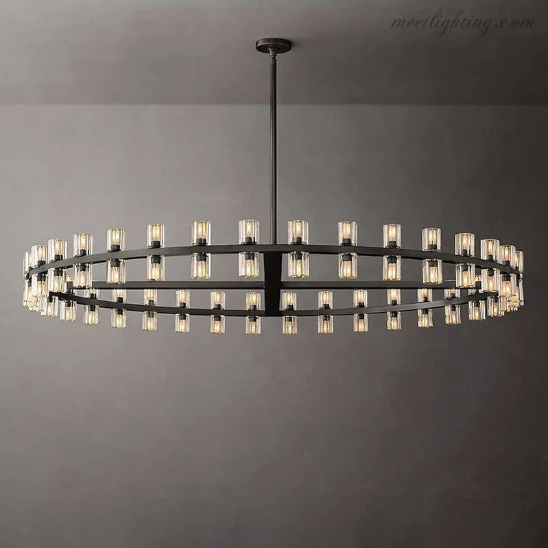 Ronde Kristallen Kroonluchter 152cm 72 Lichtpunten Messing Zwart Nikkel Eetkamer Woonkamer Luxe Verlichting | Sansoti