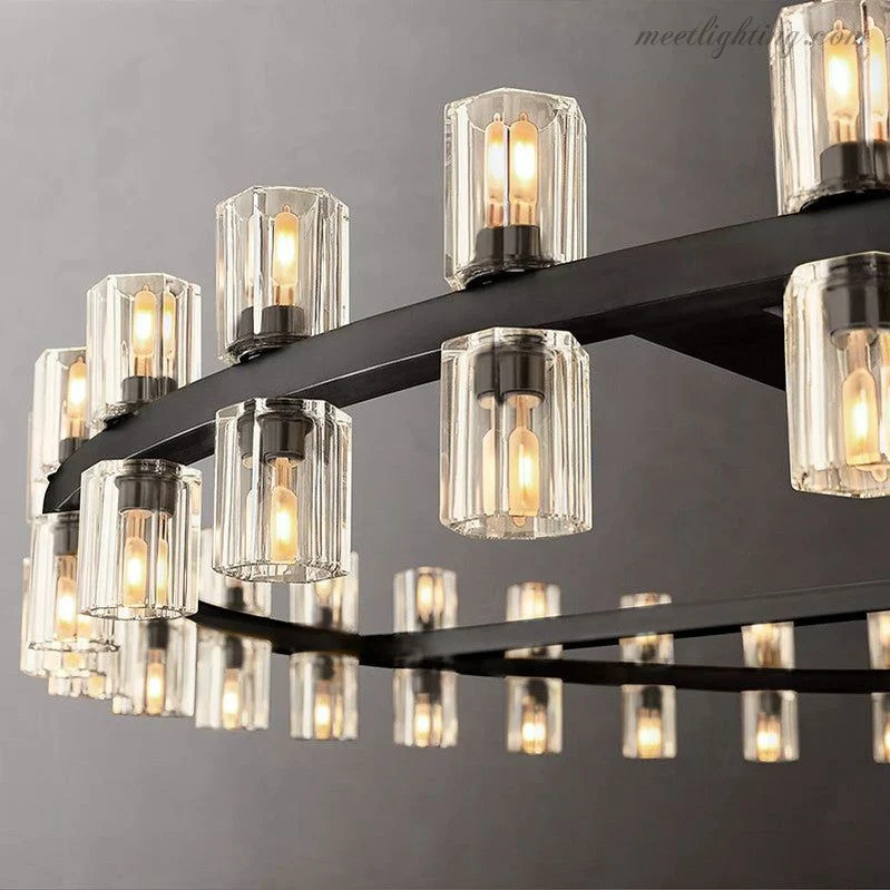 Ronde Kristallen Kroonluchter 152cm 72 Lichtpunten Messing Zwart Nikkel Eetkamer Woonkamer Luxe Verlichting | Sansoti