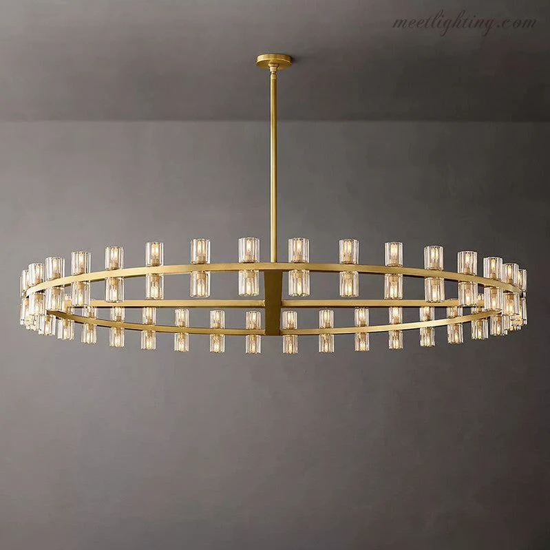Ronde Kristallen Kroonluchter 152cm 72 Lichtpunten Messing Zwart Nikkel Eetkamer Woonkamer Luxe Verlichting | Sansoti