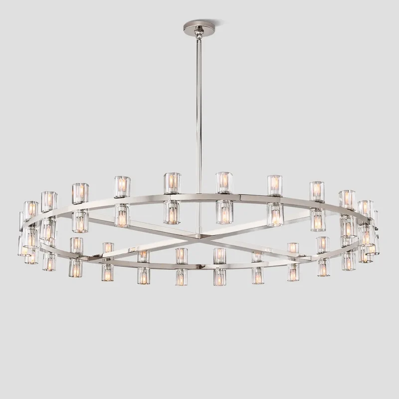 Ronde Kristallen Kroonluchter 152cm 72 Lichtpunten Messing Zwart Nikkel Eetkamer Woonkamer Luxe Verlichting | Sansoti