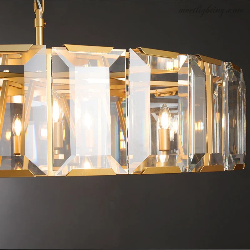 Kristallen Kroonluchter Rond 48cm 4-Lichts Glazen Prisma Hangverlichting voor Eetkamer Woonkamer Entree | Sansoti