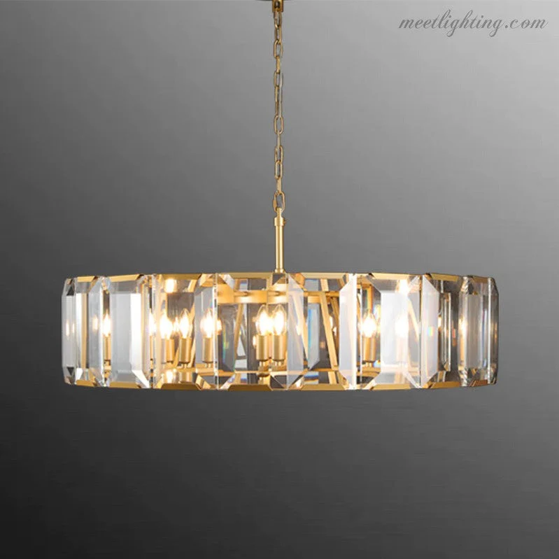 Kristallen Kroonluchter Rond 48cm 4-Lichts Glazen Prisma Hangverlichting voor Eetkamer Woonkamer Entree | Sansoti