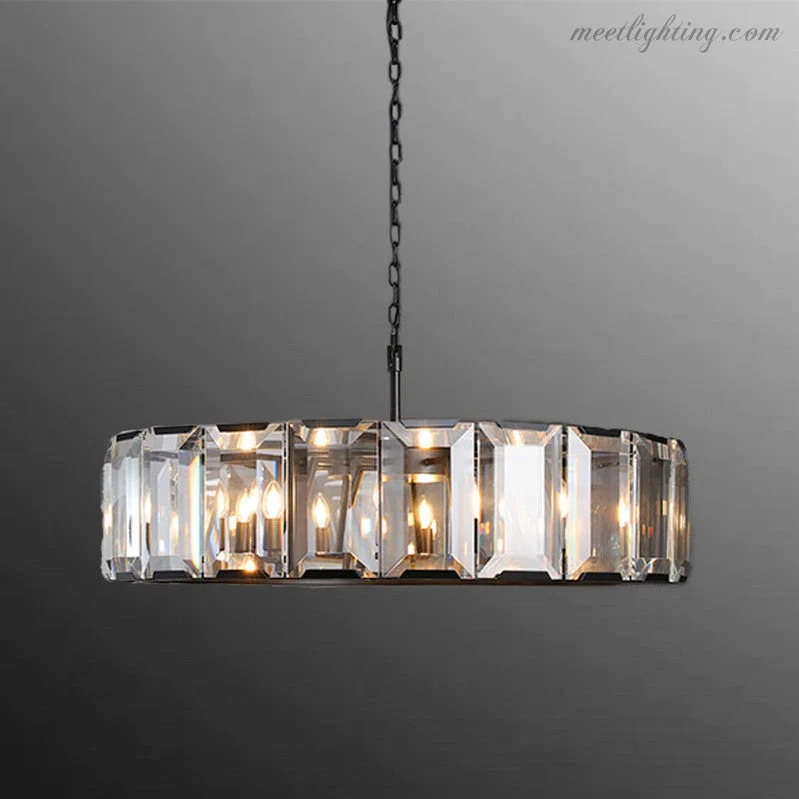 Kristallen Kroonluchter Rond 48cm 4-Lichts Glazen Prisma Hangverlichting voor Eetkamer Woonkamer Entree | Sansoti