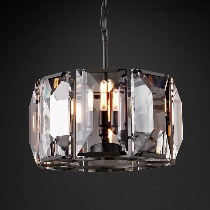 Kristallen Kroonluchter Rond 48cm 4-Lichts Glazen Prisma Hangverlichting voor Eetkamer Woonkamer Entree | Sansoti
