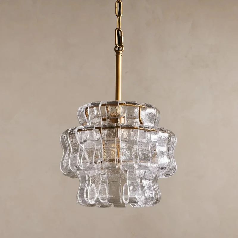 Hanglamp Glas met Gestructureerd Patroon Messing of Zwart E26 Dimbaar voor Woonkamer Eetkamer Slaapkamer | Sansoti