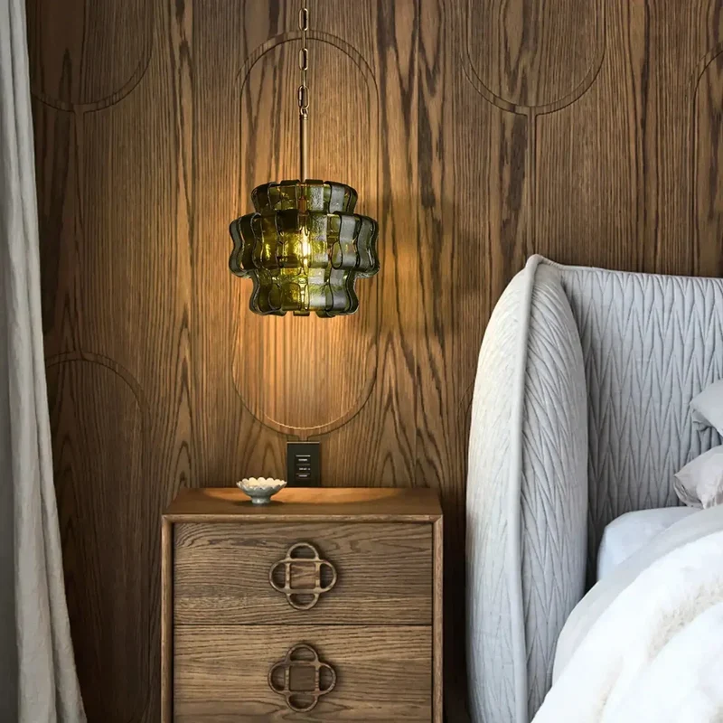 Hanglamp Glas met Gestructureerd Patroon Messing of Zwart E26 Dimbaar voor Woonkamer Eetkamer Slaapkamer | Sansoti