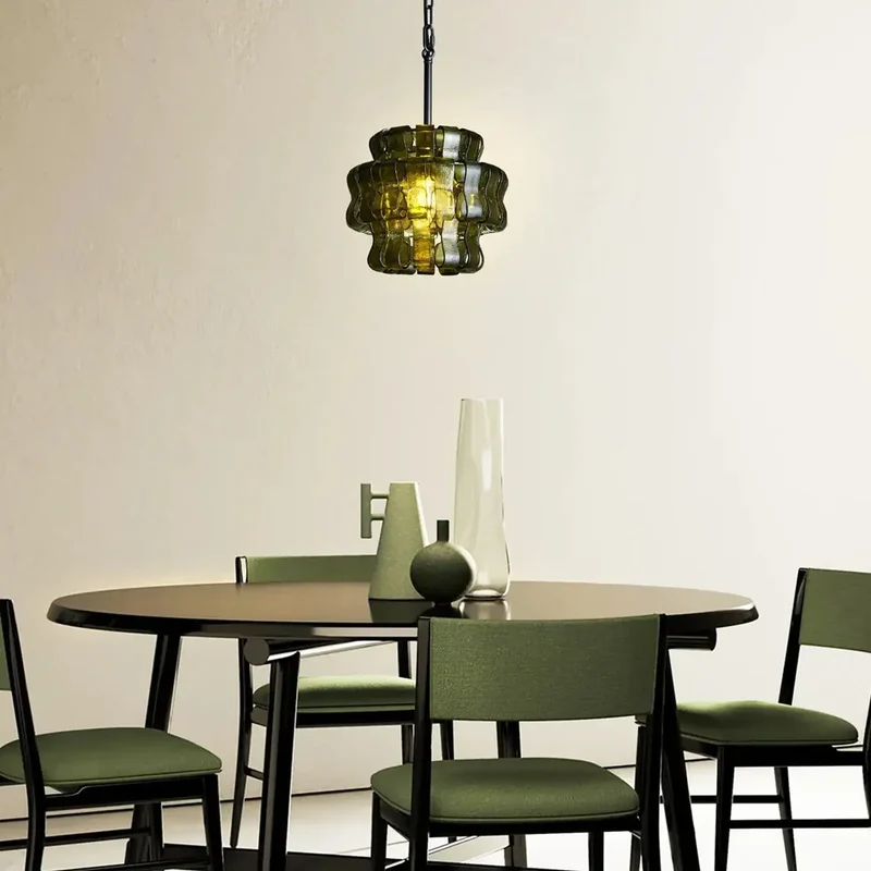 Hanglamp Glas met Gestructureerd Patroon Messing of Zwart E26 Dimbaar voor Woonkamer Eetkamer Slaapkamer | Sansoti
