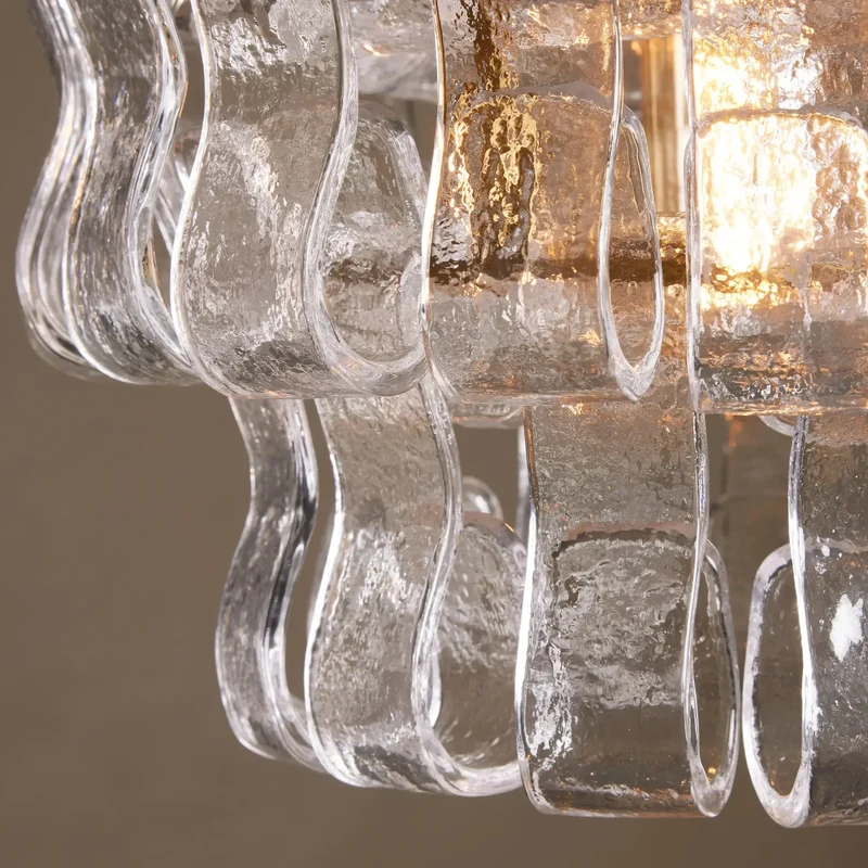 Hanglamp Glas met Gestructureerd Patroon Messing of Zwart E26 Dimbaar voor Woonkamer Eetkamer Slaapkamer | Sansoti
