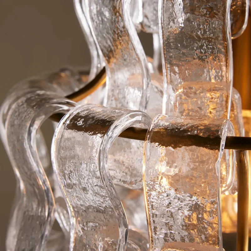 Hanglamp Glas met Gestructureerd Patroon Messing of Zwart E26 Dimbaar voor Woonkamer Eetkamer Slaapkamer | Sansoti