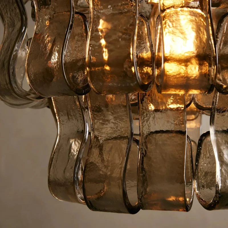 Hanglamp Glas met Gestructureerd Patroon Messing of Zwart E26 Dimbaar voor Woonkamer Eetkamer Slaapkamer | Sansoti
