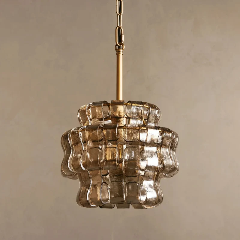 Hanglamp Glas met Gestructureerd Patroon Messing of Zwart E26 Dimbaar voor Woonkamer Eetkamer Slaapkamer | Sansoti