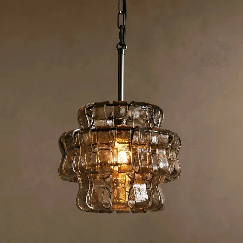 Hanglamp Glas met Gestructureerd Patroon Messing of Zwart E26 Dimbaar voor Woonkamer Eetkamer Slaapkamer | Sansoti