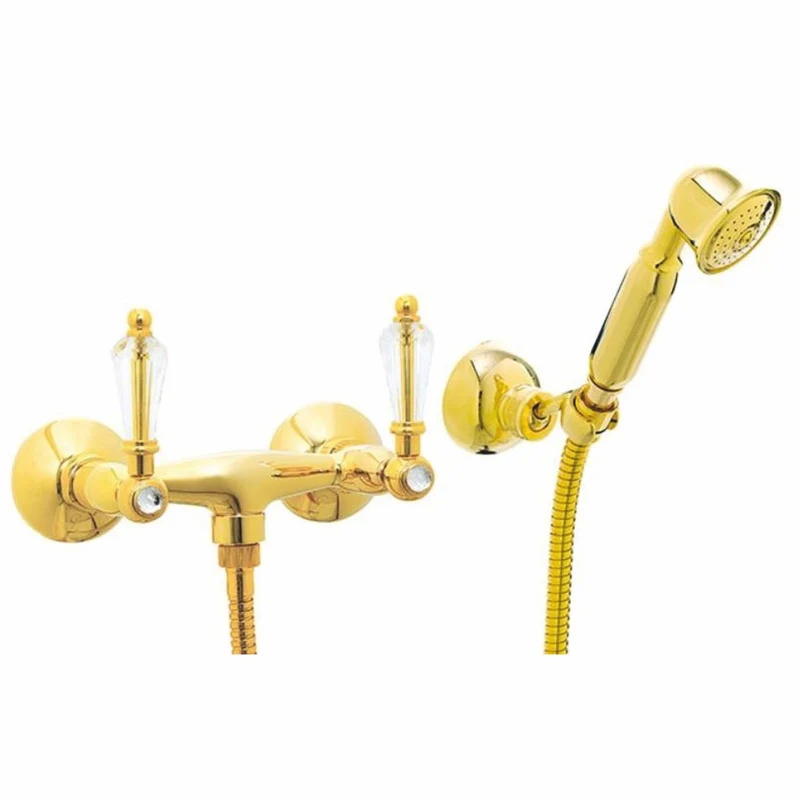 Casa Padrino Luxus Jugendstil Aufputz- Brausebatterie mit Handbrause Gold - Made in Italy