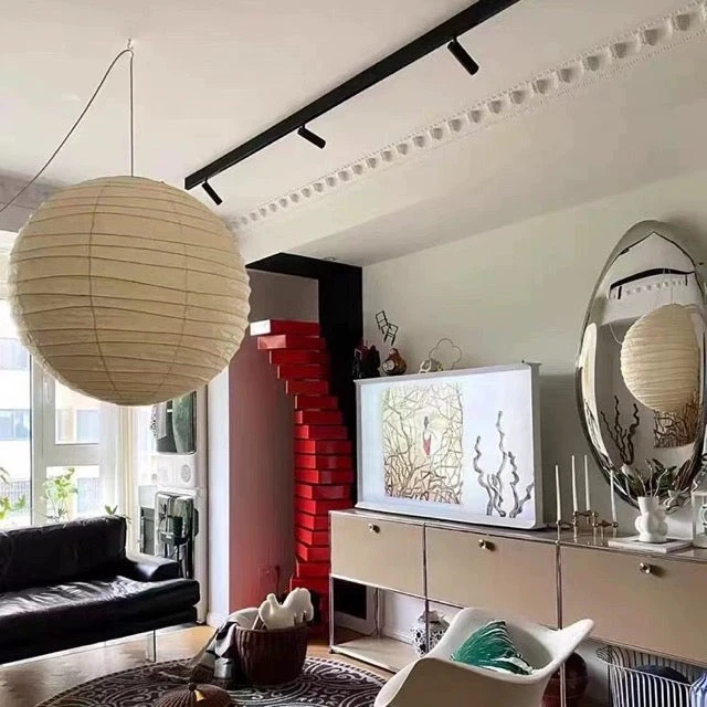 Bolvormige Hanglamp Rijstpapier 30-60cm Metaal Frame Scandinavisch Design Eetkamer Slaapkamer Woonkamer | Sansoti