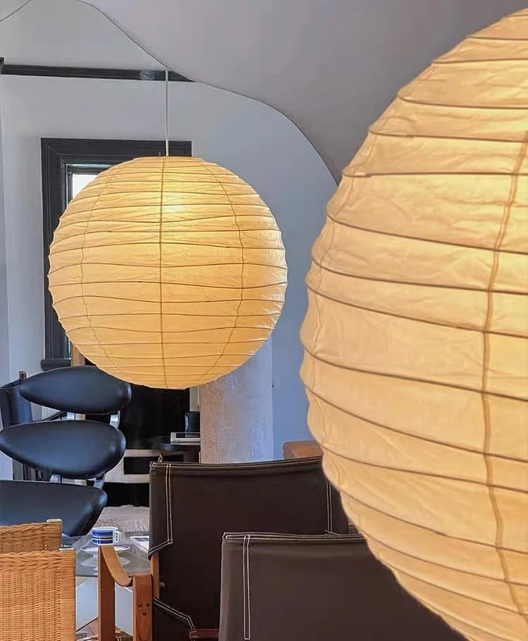 Bolvormige Hanglamp Rijstpapier 30-60cm Metaal Frame Scandinavisch Design Eetkamer Slaapkamer Woonkamer | Sansoti