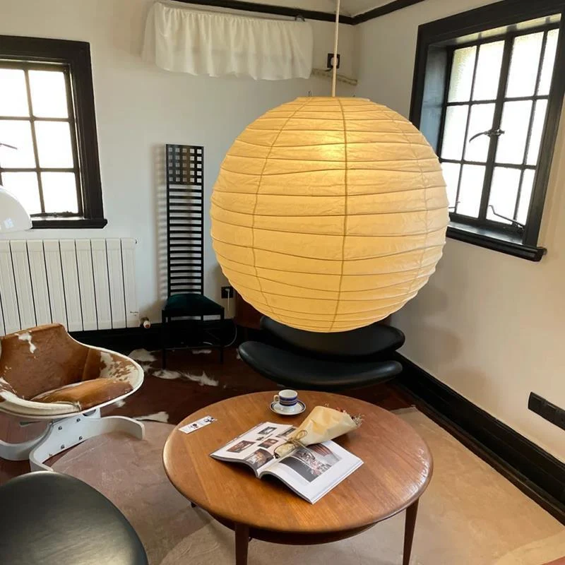 Bolvormige Hanglamp Rijstpapier 30-60cm Metaal Frame Scandinavisch Design Eetkamer Slaapkamer Woonkamer | Sansoti