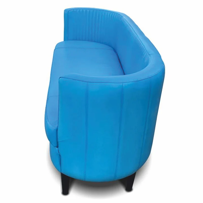 Casa Padrino Luxus Leder Sofa Blau / Schwarz 180 cm - Echtleder Wohnzimmer Möbel