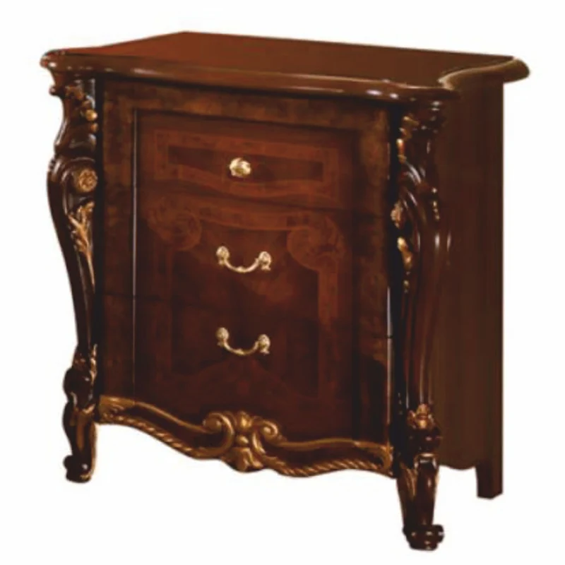 Casa Padrino Luxus Barock Nachtkommode mit 3 Schubladen Dunkelbraun / Gold - Made in Italy