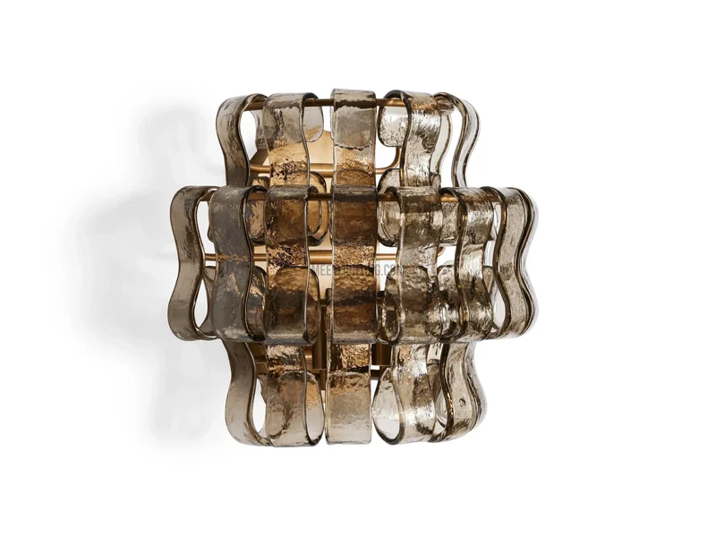 Wandlamp met Gebogen Getextureerd Glas en Messing Afwerking voor Sfeervol Licht in Woonkamer en Slaapkamer | Sansoti