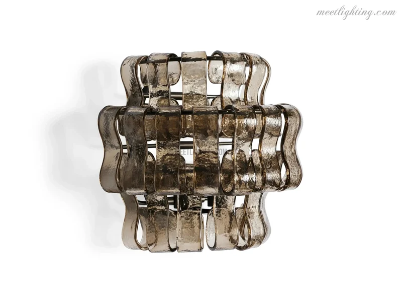 Wandlamp met Gebogen Getextureerd Glas en Messing Afwerking voor Sfeervol Licht in Woonkamer en Slaapkamer | Sansoti