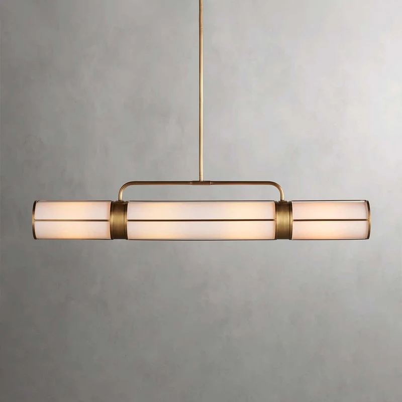 Lineaire Hanglamp Melkglas 54-72cm Messing Brons Eettafel Keukeneiland Verstelbaar Industrieel Design | Sansoti