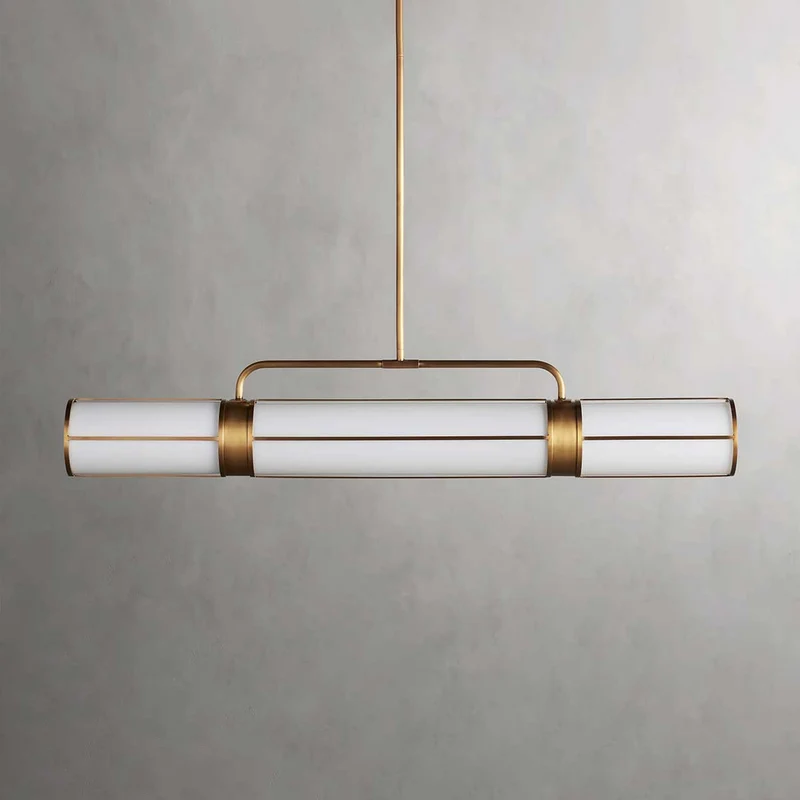 Lineaire Hanglamp Melkglas 54-72cm Messing Brons Eettafel Keukeneiland Verstelbaar Industrieel Design | Sansoti