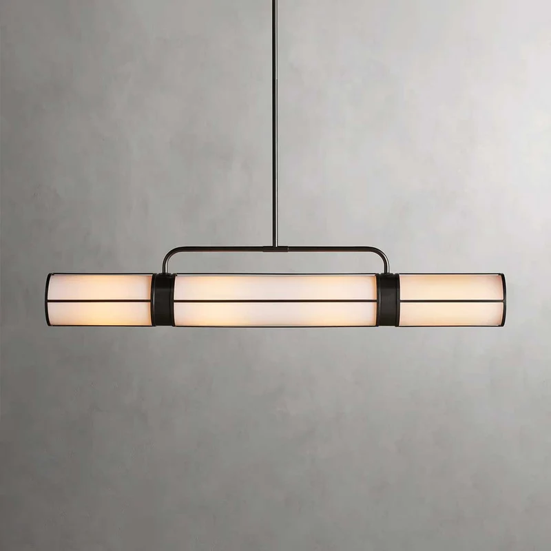 Lineaire Hanglamp Melkglas 54-72cm Messing Brons Eettafel Keukeneiland Verstelbaar Industrieel Design | Sansoti