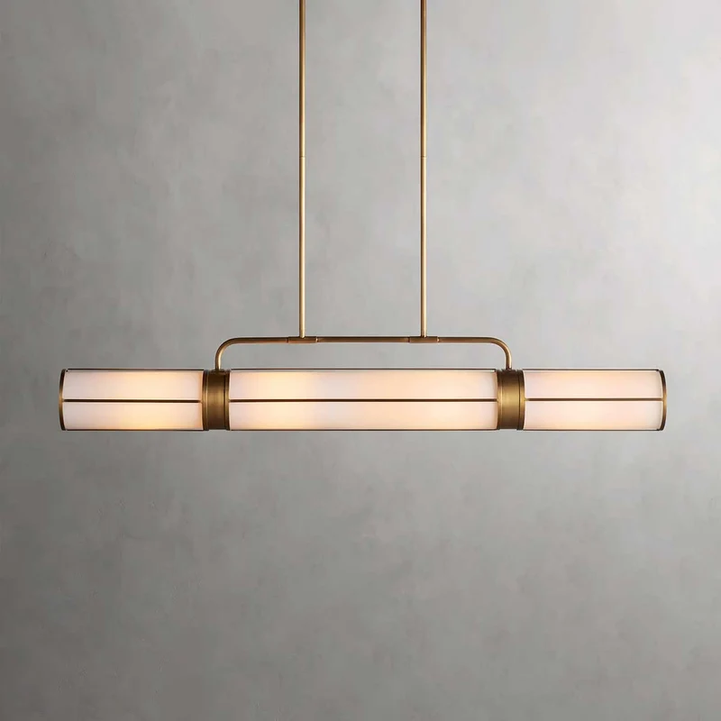 Lineaire Hanglamp Melkglas 54-72cm Messing Brons Eettafel Keukeneiland Verstelbaar Industrieel Design | Sansoti