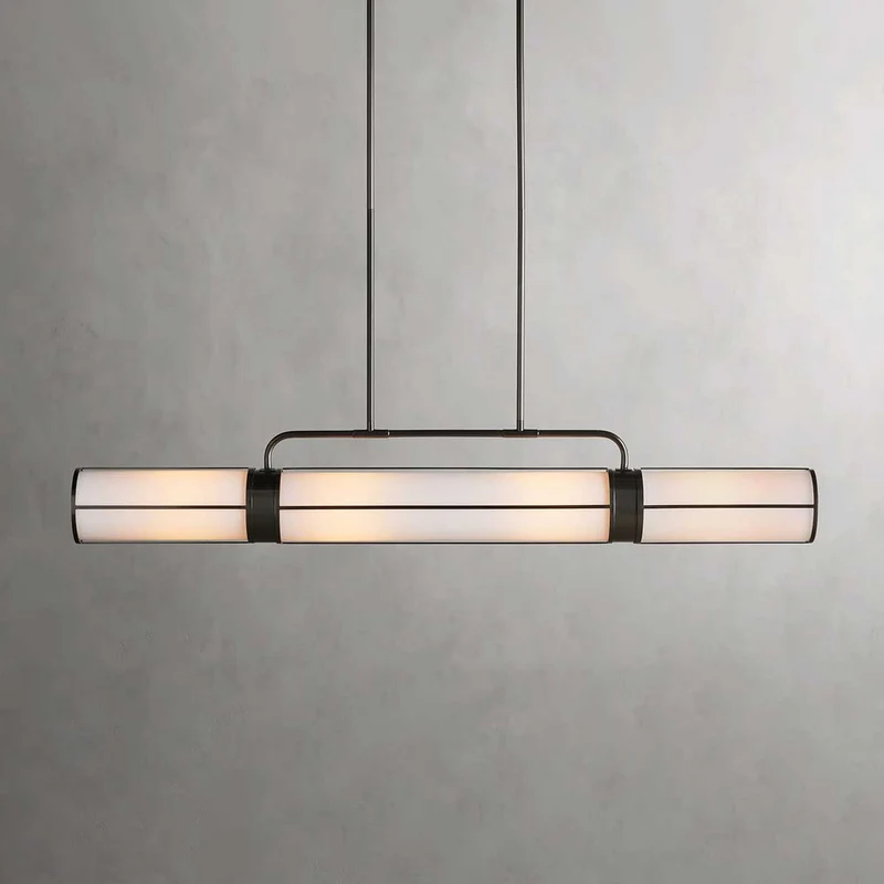 Lineaire Hanglamp Melkglas 54-72cm Messing Brons Eettafel Keukeneiland Verstelbaar Industrieel Design | Sansoti