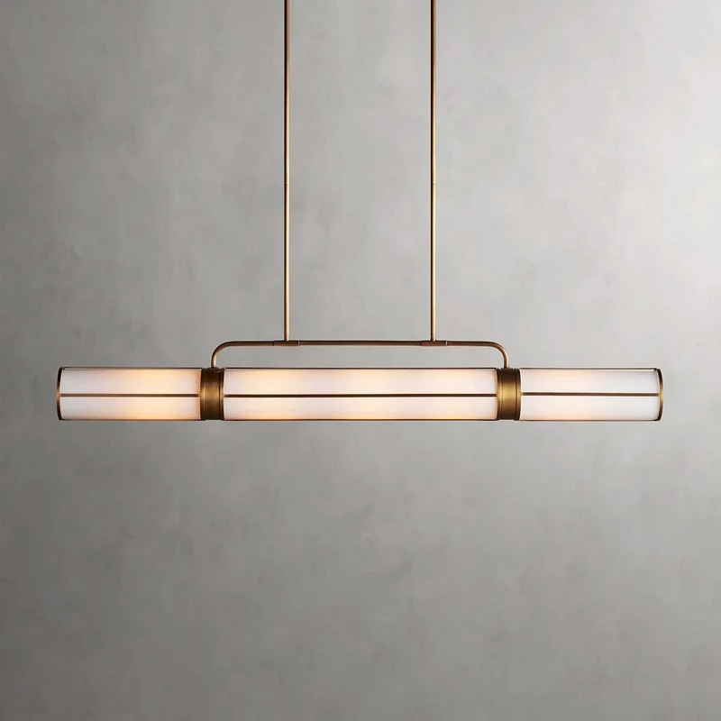 Lineaire Hanglamp Melkglas 54-72cm Messing Brons Eettafel Keukeneiland Verstelbaar Industrieel Design | Sansoti