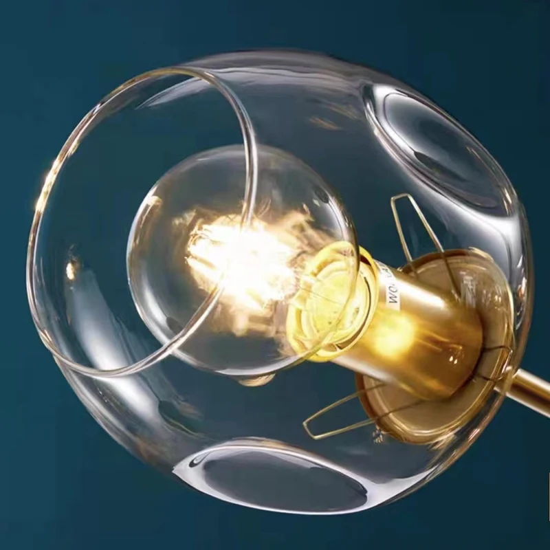 Glazen Bolkroonluchter met Messing Armen 6-8 Lichtpunten Eetkamer Slaapkamer Modern Design Helder Glas | Sansoti