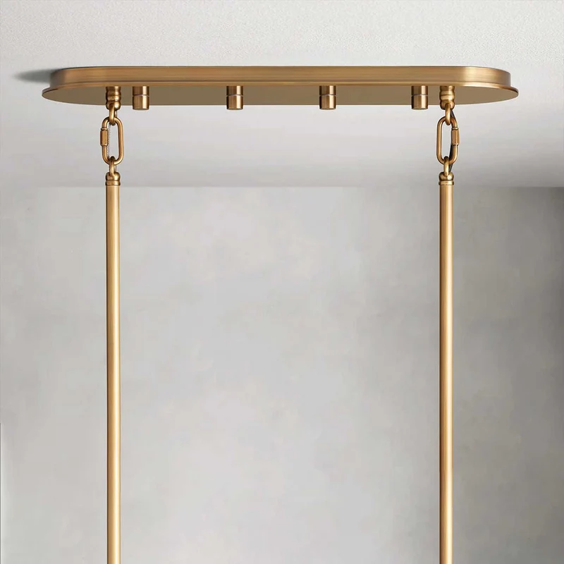 Ovale Kroonluchter Geribbeld Glas Stalen Frame 51-72cm Instelbare Hoogte E12 Fitting Messing Brons Eetkamer | Sansoti
