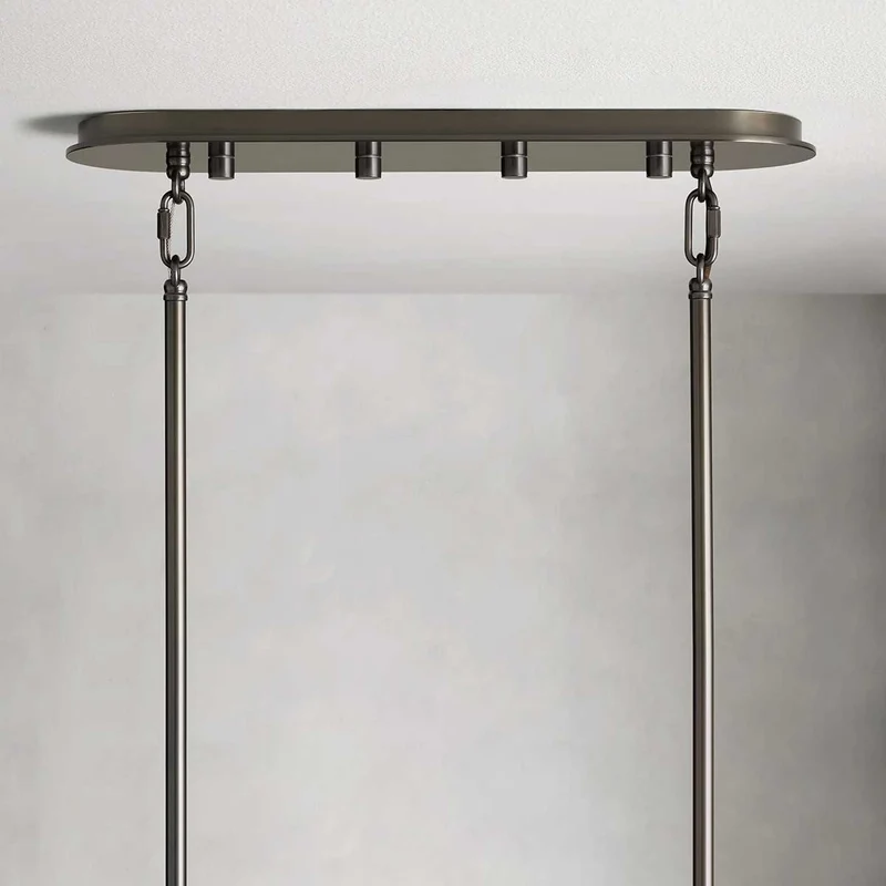 Ovale Kroonluchter Geribbeld Glas Stalen Frame 51-72cm Instelbare Hoogte E12 Fitting Messing Brons Eetkamer | Sansoti