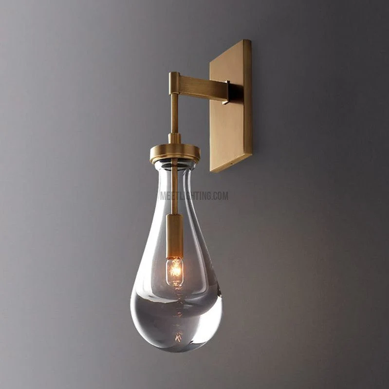 Wandlamp Glazen Druppel Messing Frame Handgeblazen Glas Entree Slaapkamer Eetkamer Verlichtingsarmatuur | Sansoti