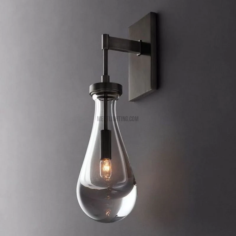 Wandlamp Glazen Druppel Messing Frame Handgeblazen Glas Entree Slaapkamer Eetkamer Verlichtingsarmatuur | Sansoti