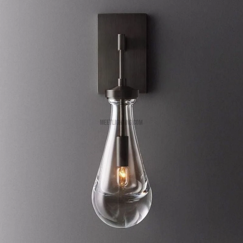 Wandlamp Glazen Druppel Messing Frame Handgeblazen Glas Entree Slaapkamer Eetkamer Verlichtingsarmatuur | Sansoti