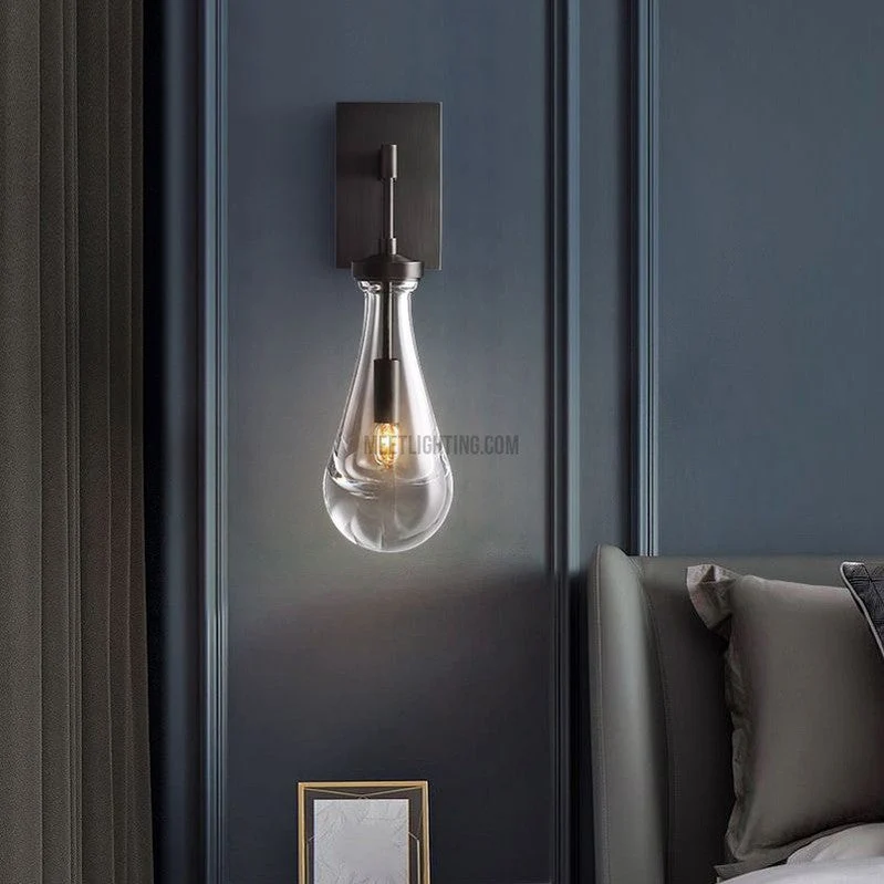 Wandlamp Glazen Druppel Messing Frame Handgeblazen Glas Entree Slaapkamer Eetkamer Verlichtingsarmatuur | Sansoti