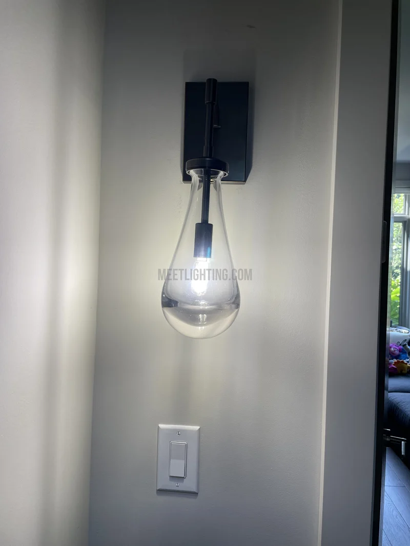 Wandlamp Glazen Druppel Messing Frame Handgeblazen Glas Entree Slaapkamer Eetkamer Verlichtingsarmatuur | Sansoti