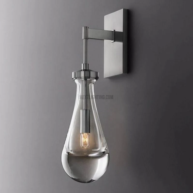 Wandlamp Glazen Druppel Messing Frame Handgeblazen Glas Entree Slaapkamer Eetkamer Verlichtingsarmatuur | Sansoti