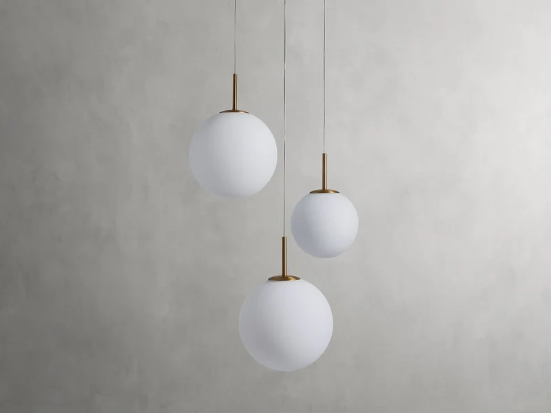 Ronde Hanglamp met Glazen Bollen Messing en Craquelé Glas Verstelbaar voor Hoge Ruimtes LED Kroonluchter | Sansoti