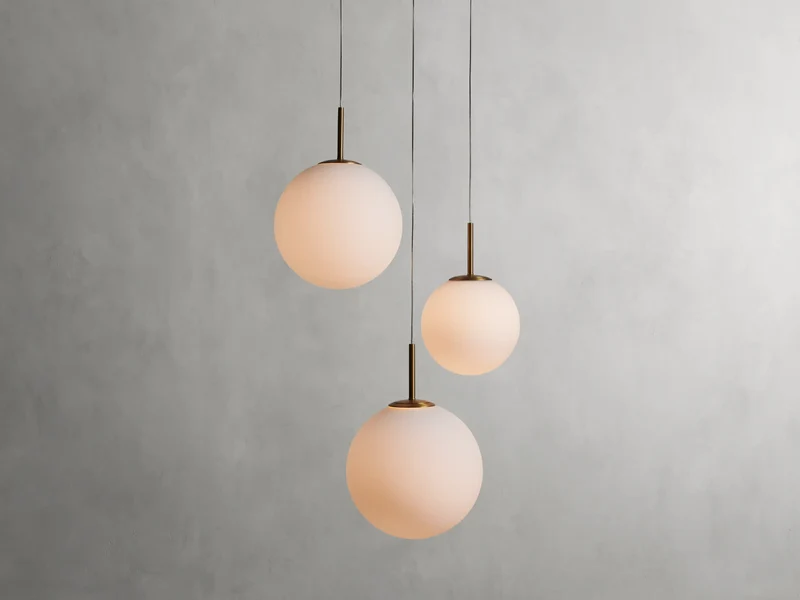 Ronde Hanglamp met Glazen Bollen Messing en Craquelé Glas Verstelbaar voor Hoge Ruimtes LED Kroonluchter | Sansoti
