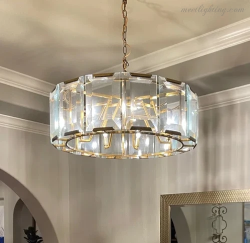 Ronde Kroonluchter met Kristallen Prisma's 78cm Eetkamer Woonkamer Hal Luxe Verlichting 7 Lichtpunten | Sansoti
