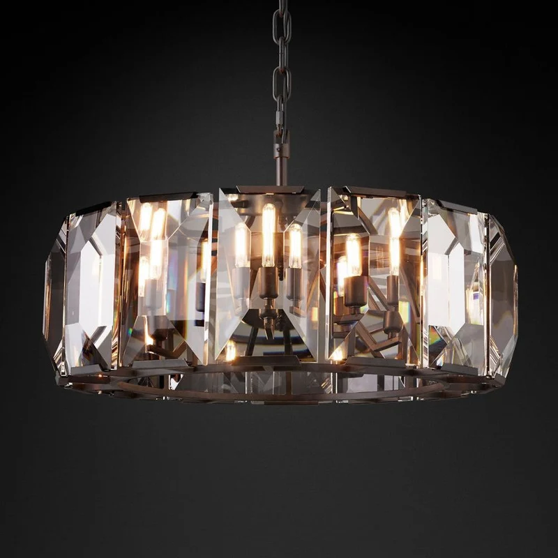 Ronde Kroonluchter met Kristallen Prisma's 78cm Eetkamer Woonkamer Hal Luxe Verlichting 7 Lichtpunten | Sansoti