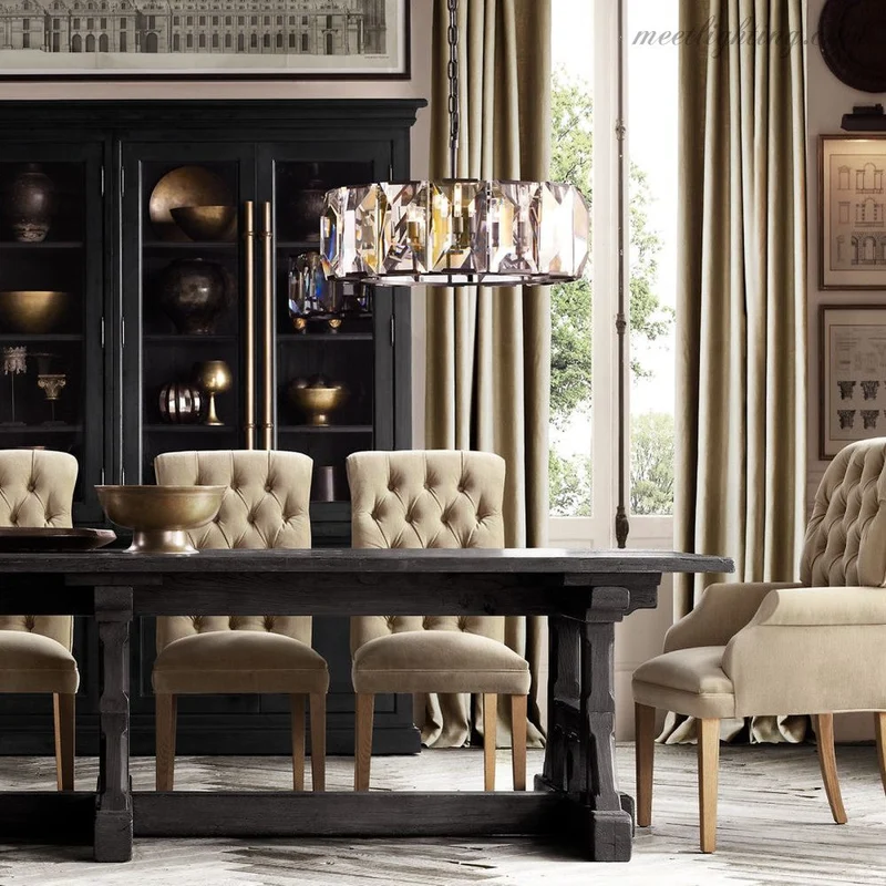 Ronde Kroonluchter met Kristallen Prisma's 78cm Eetkamer Woonkamer Hal Luxe Verlichting 7 Lichtpunten | Sansoti