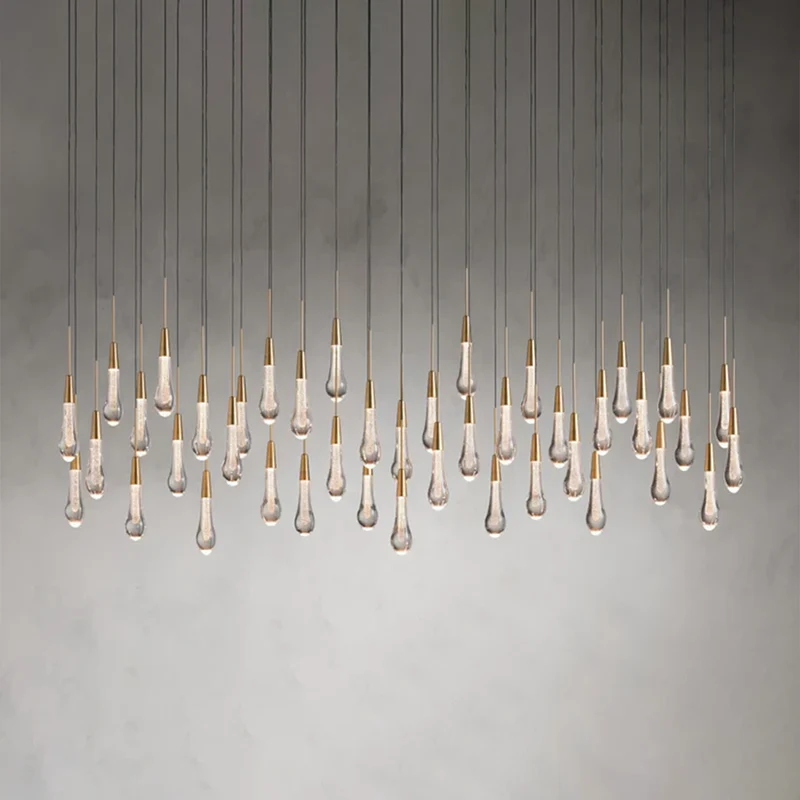 Lineaire Kroonluchter LED Dimbaar Verstelbaar Glas Hanglamp 6 Maten Messing Brons Nikkel Eetkamer Woonkamer | Sansoti