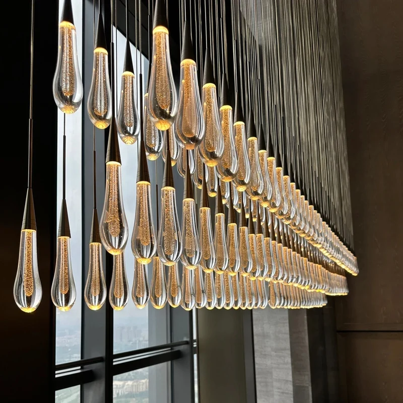 Lineaire Kroonluchter LED Dimbaar Verstelbaar Glas Hanglamp 6 Maten Messing Brons Nikkel Eetkamer Woonkamer | Sansoti