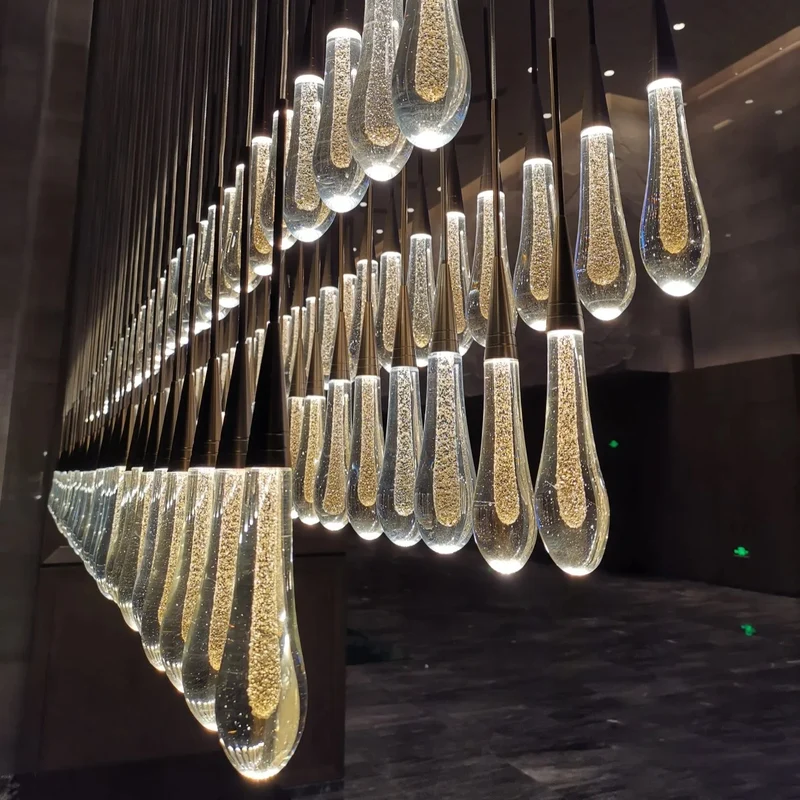 Lineaire Kroonluchter LED Dimbaar Verstelbaar Glas Hanglamp 6 Maten Messing Brons Nikkel Eetkamer Woonkamer | Sansoti