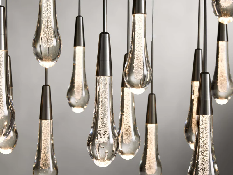 Lineaire Kroonluchter LED Dimbaar Verstelbaar Glas Hanglamp 6 Maten Messing Brons Nikkel Eetkamer Woonkamer | Sansoti