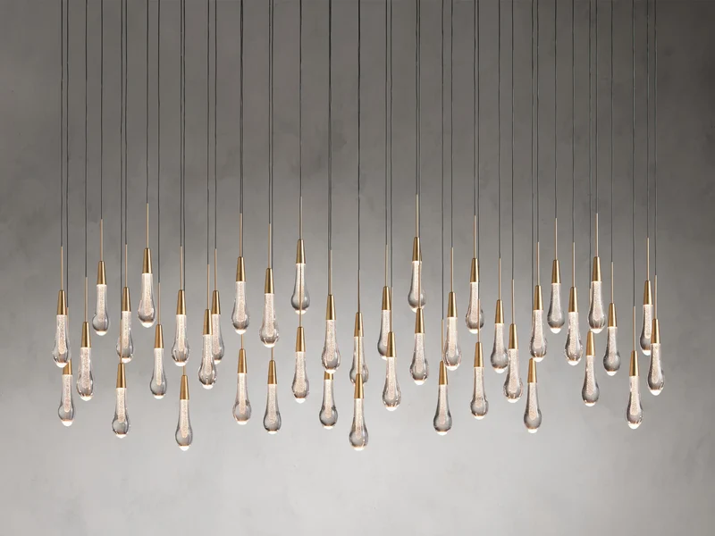 Lineaire Kroonluchter LED Dimbaar Verstelbaar Glas Hanglamp 6 Maten Messing Brons Nikkel Eetkamer Woonkamer | Sansoti