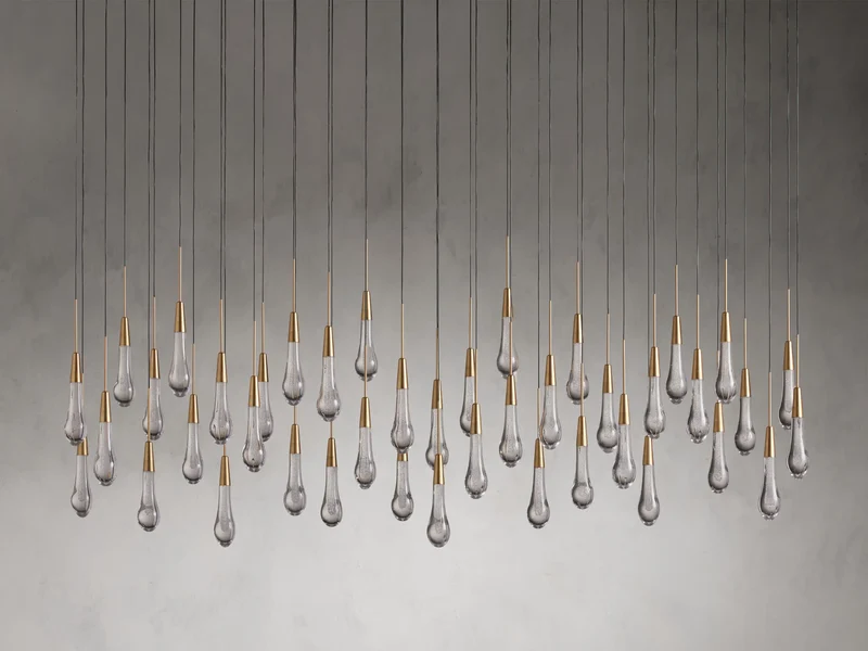 Lineaire Kroonluchter LED Dimbaar Verstelbaar Glas Hanglamp 6 Maten Messing Brons Nikkel Eetkamer Woonkamer | Sansoti